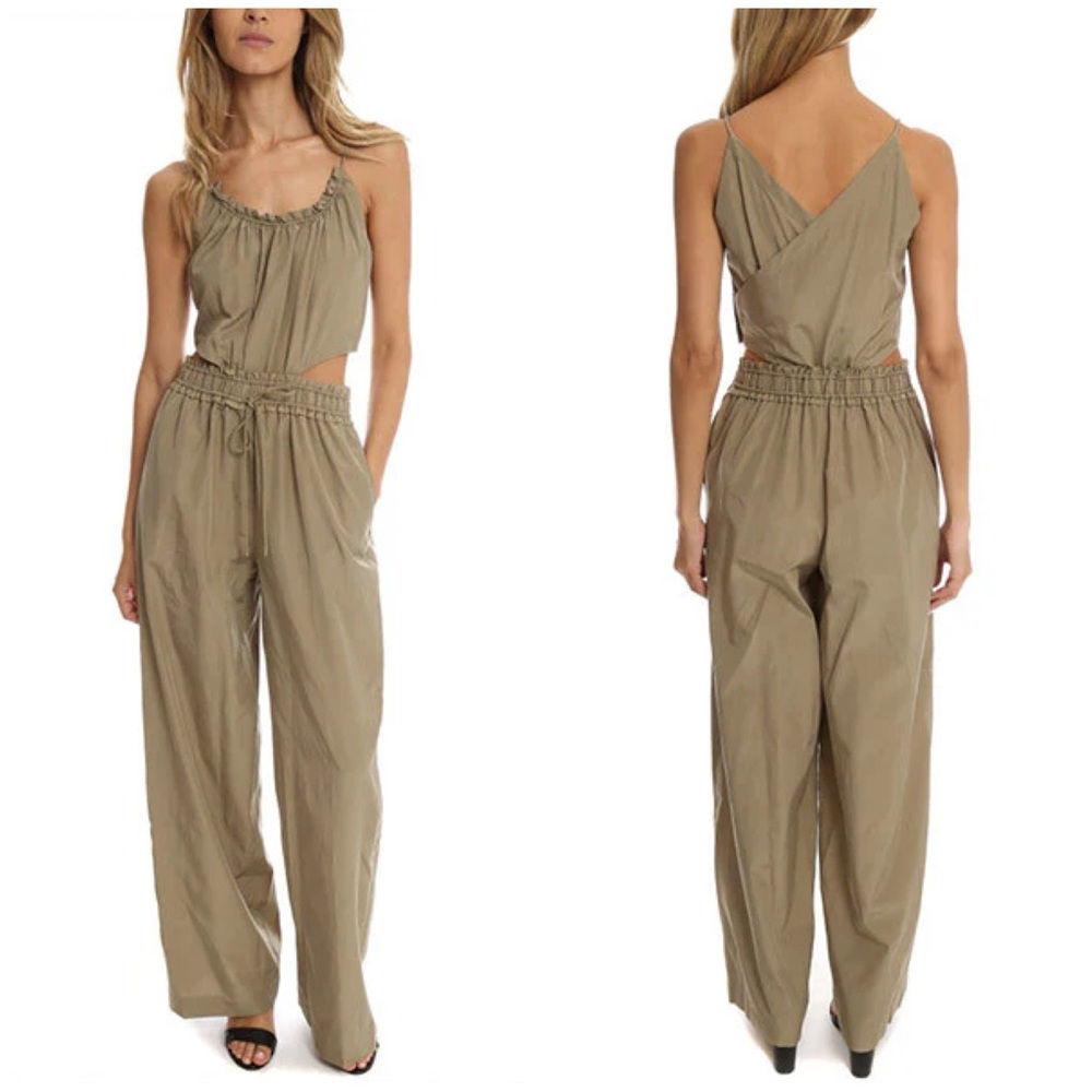 3.1 Phillip Lim Women's Tan Sleeveless Cutout Jumpsuit Silk Size 2